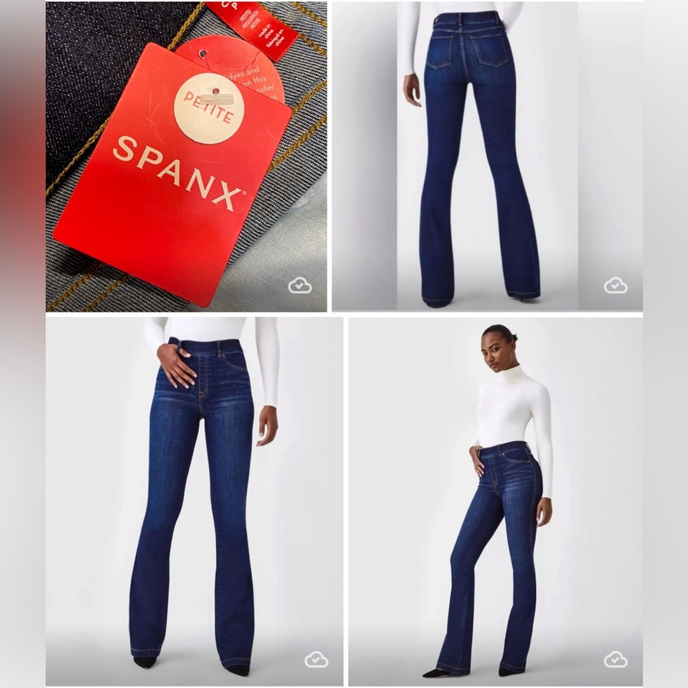 NWT SPANX Flare in Midnight the perfect pants Jeans small Petite blue denim